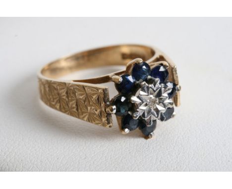 A 9ct gold sapphire and diamond ring 