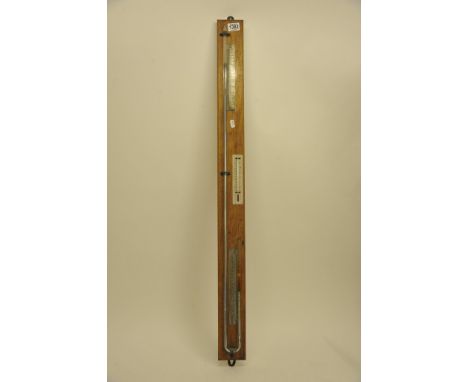 A mercury stick barometer, with applied thermometer 