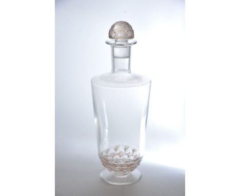 A Pouilly Lalique decanter and stopper, signed R Lalique France. 30 cm. 