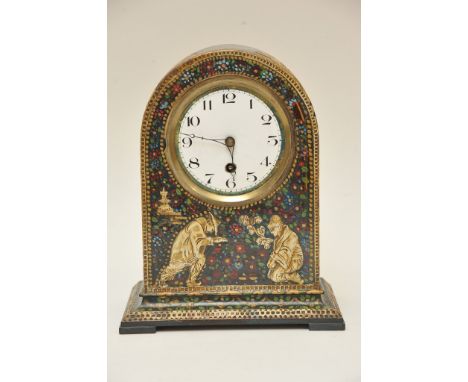 A working Chinoiserie mantel clock with Waltham clock movement 