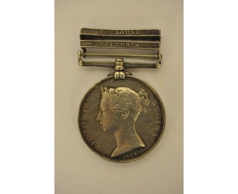 A Victorian British Army Medal,Toulouse and Vittoria Bars George Clark Artilliery