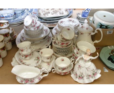 A Royal Albert tea coffee set and a figure