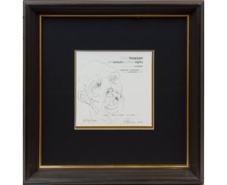 * PETER HOWSON OBE,JOHN LENNON EXHIBITION SERIES, XIV/XXpen on paper, signed, dated '07, and inscribed 'XIV/XX'18.5cm x 18.5c