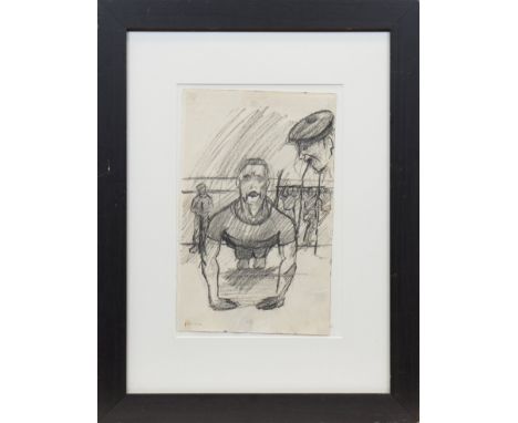 * PETER HOWSON,PRESS-UPScharcoal on paper, signed35cm x 22cmMounted, framed and under glass