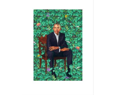 Kehinde WILEY (Né en 1977) Barak Obama, 2018 Lithographie offset en couleur sur papier, signée ;  43 x 28 cm 60 cm Accompagné