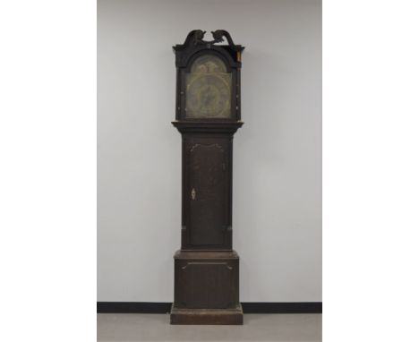 An 18th century and later oak cased longcase clock, by Edmund Scholfield of Rochdale, the hood with a swan neck pediment flan