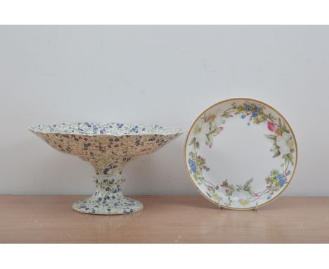 A 19th century transfer printed plate stand, forget me not' pattern, printed mark to the underside, 14.5cm H x 27cm W, togeth