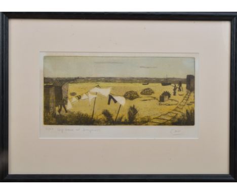 E. Hill (British?), Stiff Breeze at Dumfries, limited edition woodblock print, no. 3/30, signed bottom right in pencil, frame