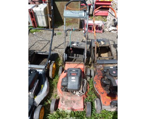 A "Husqvarna" self propelled lawn mower Briggs and Stratton engine (engine seized)
