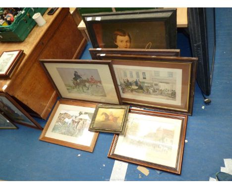 Seven prints, to include: Hunting scenes, etc.