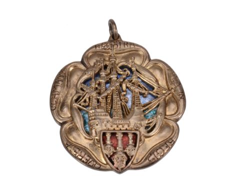 An Arts and Crafts silver gilt and enamel deputy mayor  An Arts and Crafts silver gilt and enamel deputy mayor's badge by Oma