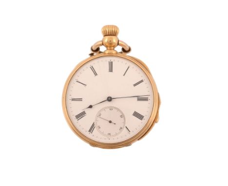 A gold quarter repeater open face pocket watch, no  A gold quarter repeater open face pocket watch,   no. 22266, circa 1900, 