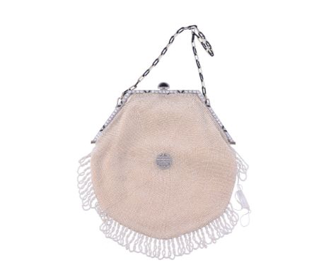 A French Belle Epoque seed pearl, diamond and onyx evening bag by Janesich  A French Belle Epoque seed pearl, diamond and ony