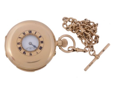 An 18 carat gold Swiss minute repeating half hunter pocket watch, no  An 18 carat gold Swiss minute repeating half hunter poc