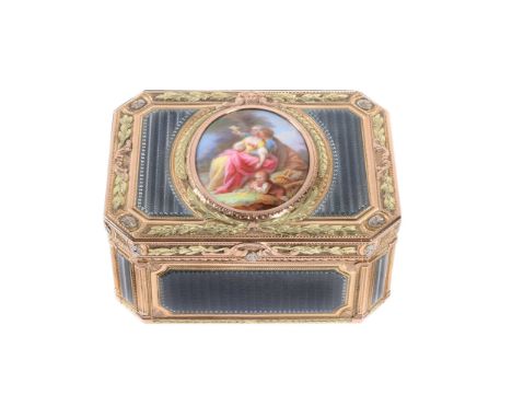 A three colour gold and enamel snuff box by Jean-Joseph Barriere  A three colour gold and enamel snuff box by Jean-Joseph Bar