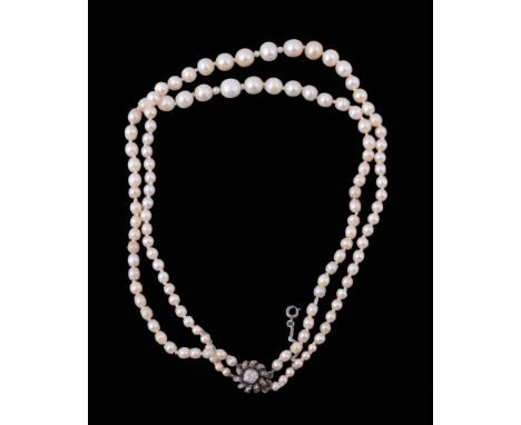 A two strand natural pearl and cultured pearl necklace  A two strand natural pearl and cultured pearl necklace,   the two str