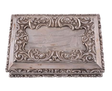 An early Victorian silver large rectangular table snuff box by Nathaniel Mills  An early Victorian silver large rectangular t