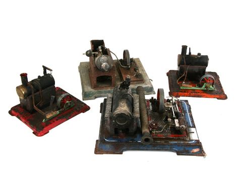 A steam plant with beam engine, 30cms (12ins) wide, possibly Bing; together with two other steam plants (3).