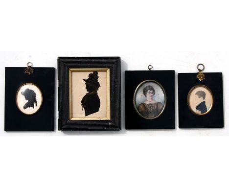 A group of Georgian portrait miniatures to include silhouettes.