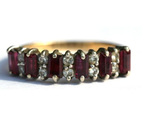 An 18ct gold ruby &amp; diamond ring, approx UK size 'N'.