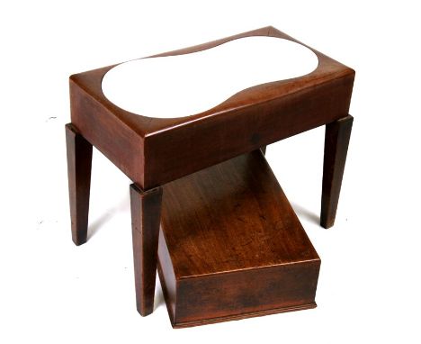 A Victorian mahogany bidet with ceramic liner, on square tapering legs, 60cms (23.75ins) wide.