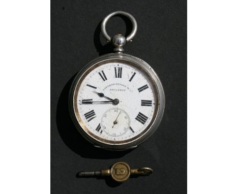 A Victorian Reliance silver cased open faced pocket watch, the white enamel dial with Roman numerals, 5cms (2ins) diameter.