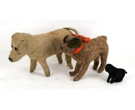A post WWII Steiff style plush toy dog; together with two other plush toy dogs (3).