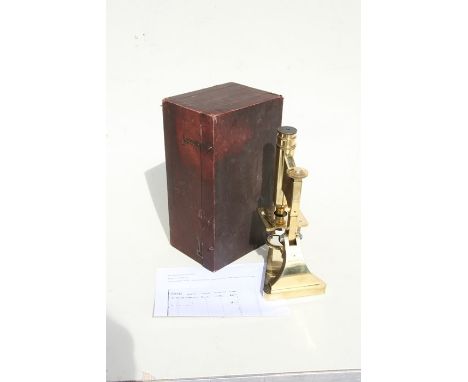 A Victorian polished brass R&amp;J Beck 'Star' microscope, serial no. 16292, in original box with copy of production book sta