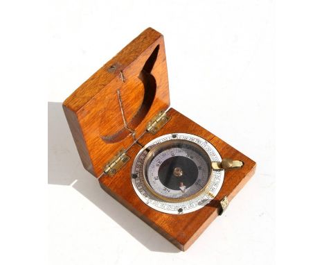 A J. Wardale &amp; Co. London pocket compass in a mahogany case, 7.5cms (3ins) wide.
