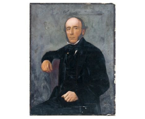 19th century school - Portrait of a Gentleman - oil on canvas, unframed, 43 by 57cms (17 by 22.5ins).