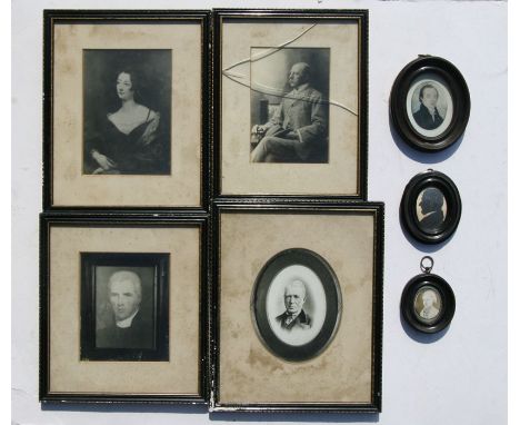 A group of three 19th century oval portrait miniatures; together with four framed photographs (8).Condition Reporttwo miniatu