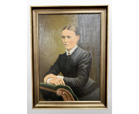 H C Ingjald Lund : Portrait of a lady, oil on canvas, 49cm x 69cm.