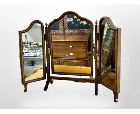 A mahogany triple dressing table mirror in the Georgian style, height 57 cm 