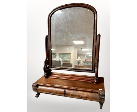 A William IV carved mahogany dressing table mirror, width 68 cm 