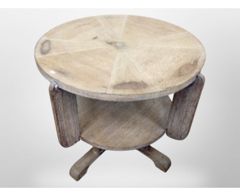 An Art Deco bleached oak circular two tier occasional table, diameter 74 cm 