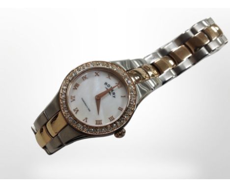 A lady's stainless steel and gold-plated Rotary quartz wristwatch, case 26mm.