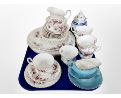 Twenty four pieces of Royal Albert Lavender rose tea china, Ringtons caddy and three items of Royal Winton 