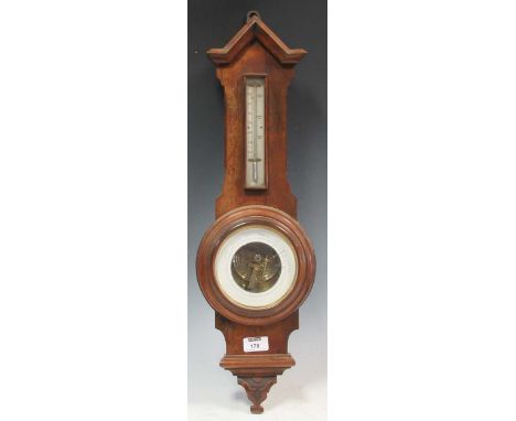 .A small oak aneroid wall barometer, 60cm highProvenance:Wood Hall, Hilgay, Norfolk