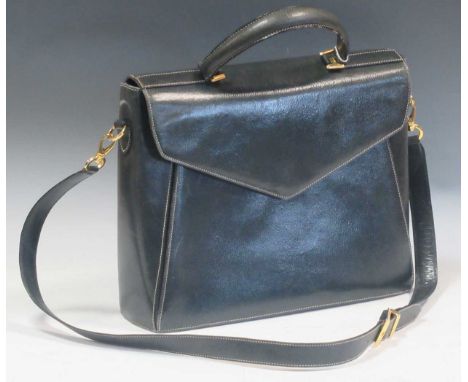 A vintage Ferragamo black leather handbag