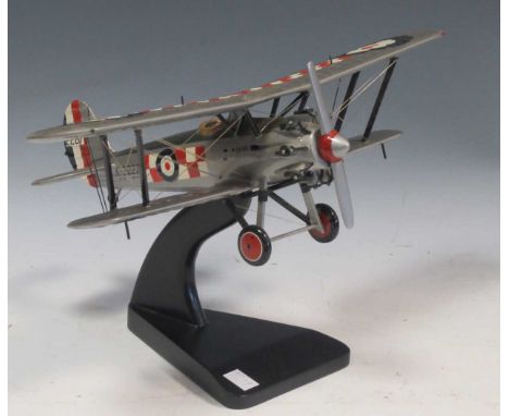 Bravo Delta model Bristol Bulldog Mk.IIA K-2227 on stand (the same type airplane flown by Pilot Officer Bader when he crashed