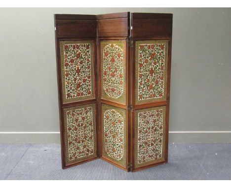 An Indian floral panel decorated folding screen, 152 x 132cmEach panel measuring 59.5 x 37cm