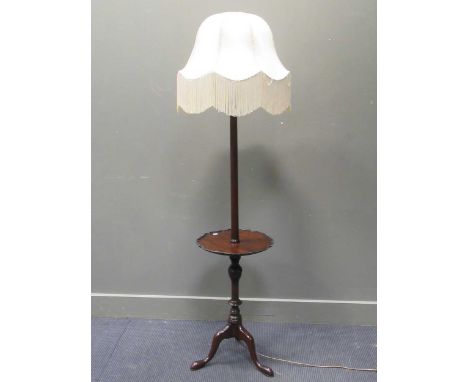 A Georgian style mahogany standard lamp with shade, 172cm high