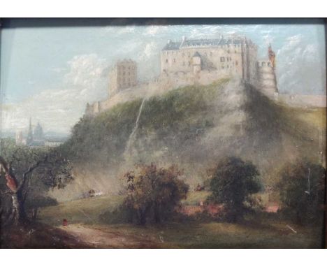 19th century English School Edinburgh Castleoil on panel12 x 17cm