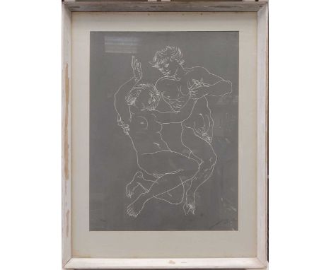 Lady dancing with a faunprint number 50/120Indistinctly signed 54.5 x 41cm
