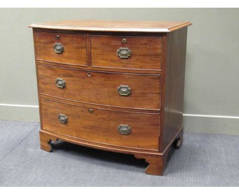 A 19th century mahogany bow front chest of two short over two long drawers, 88 x 94 x 57cm