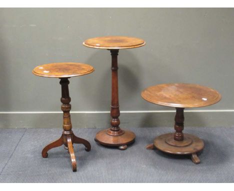 A 19th century mahogany circular occasional table 79 x 46cm together with another occasional table 45 x 56cm and a walnut tri
