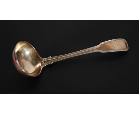 GEORGE III SILVER FIDDLE AND THREAD PATTERN SAUCE LADLE, London 1811, makers William Eley, William Fearn & William Chawne, 1.