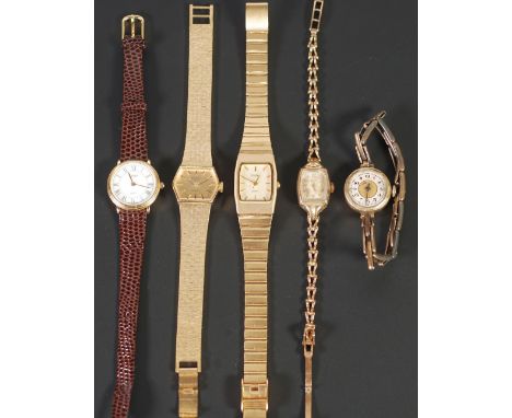 WRIST WATCHES, including LADY'S ROTARY QUARTZ WRIST WATCH, on integral gilt bracelet strap, TIMEX QUARTZ WRIST WATCH, ELGIN W