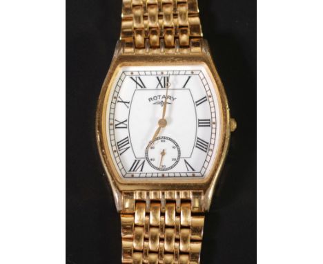 GENT'S ROTARY QUARTZ WRIST WATCH, with gilt stainless steel case and integral bracelet strap, a gilt metal paste set bracelet