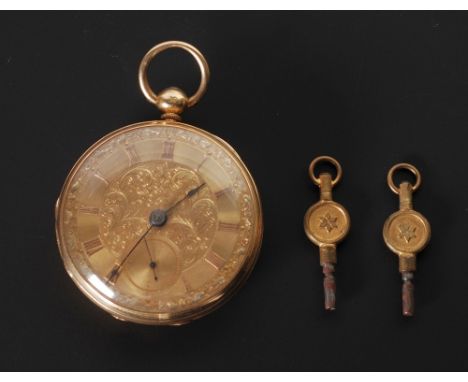 WILLIAM ROBINSON, COVENTRY, No 1842, VICTORIAN 14CT GOLD OPEN FACED POCKET WATCH with key wind movement, gold roman dial with